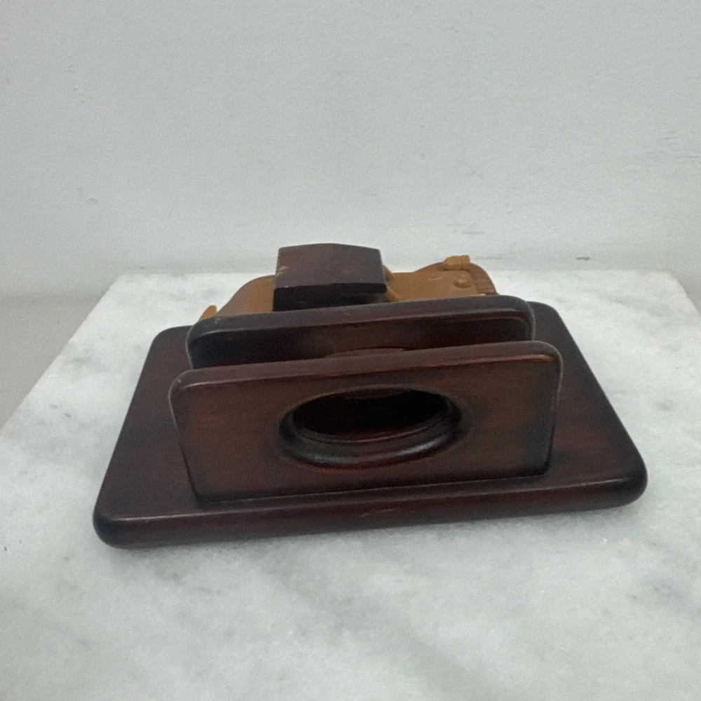 VTG Mens Valet Wood Desk Organizer Letter Holder w/Attached Wooden Antique Car